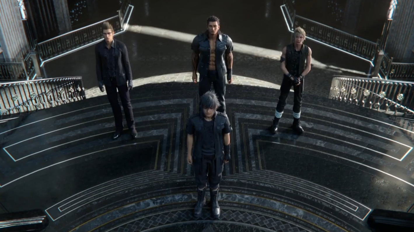 The younger versions of the party, being addressed by the king.