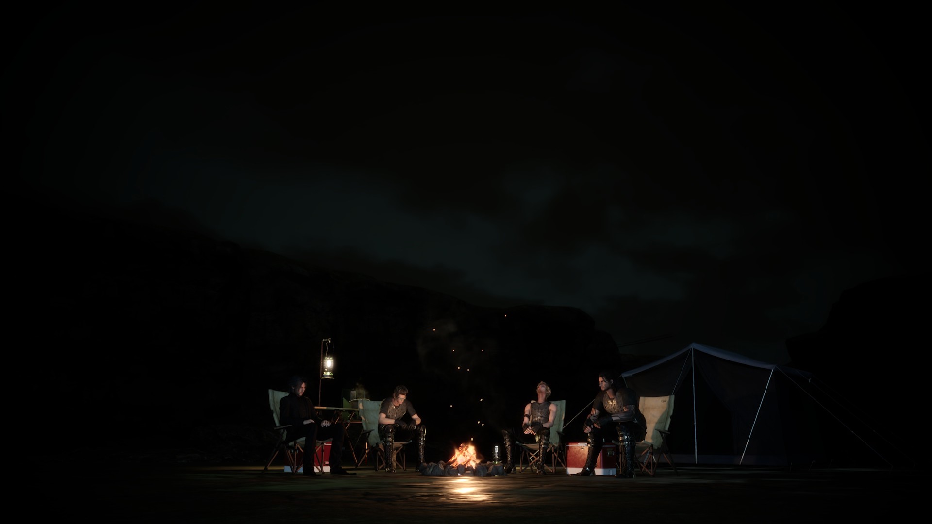 The post-credits scene, the last camp with the four friends on their way to Insomnia.