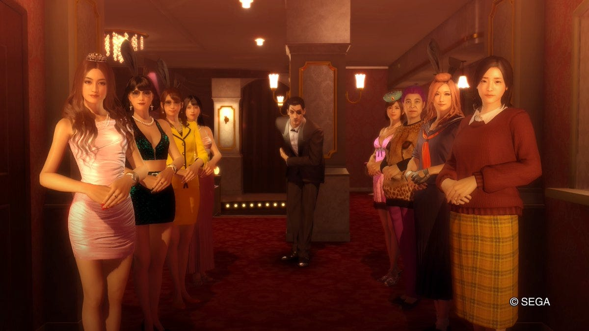 Majima and several of his employees opening up Club Sunshine for the night