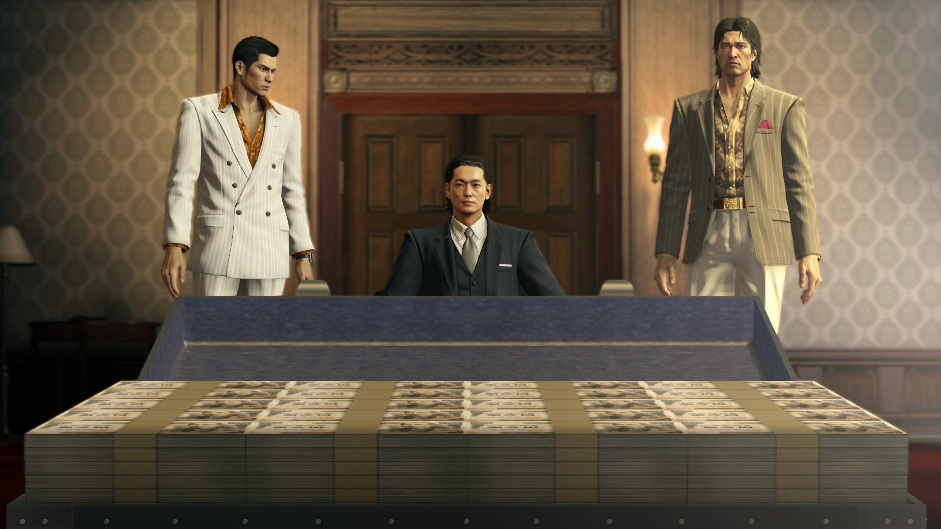 Kazuma Kiryu (left), Tetsu Tachibana (middle), and Jun Oda (right)