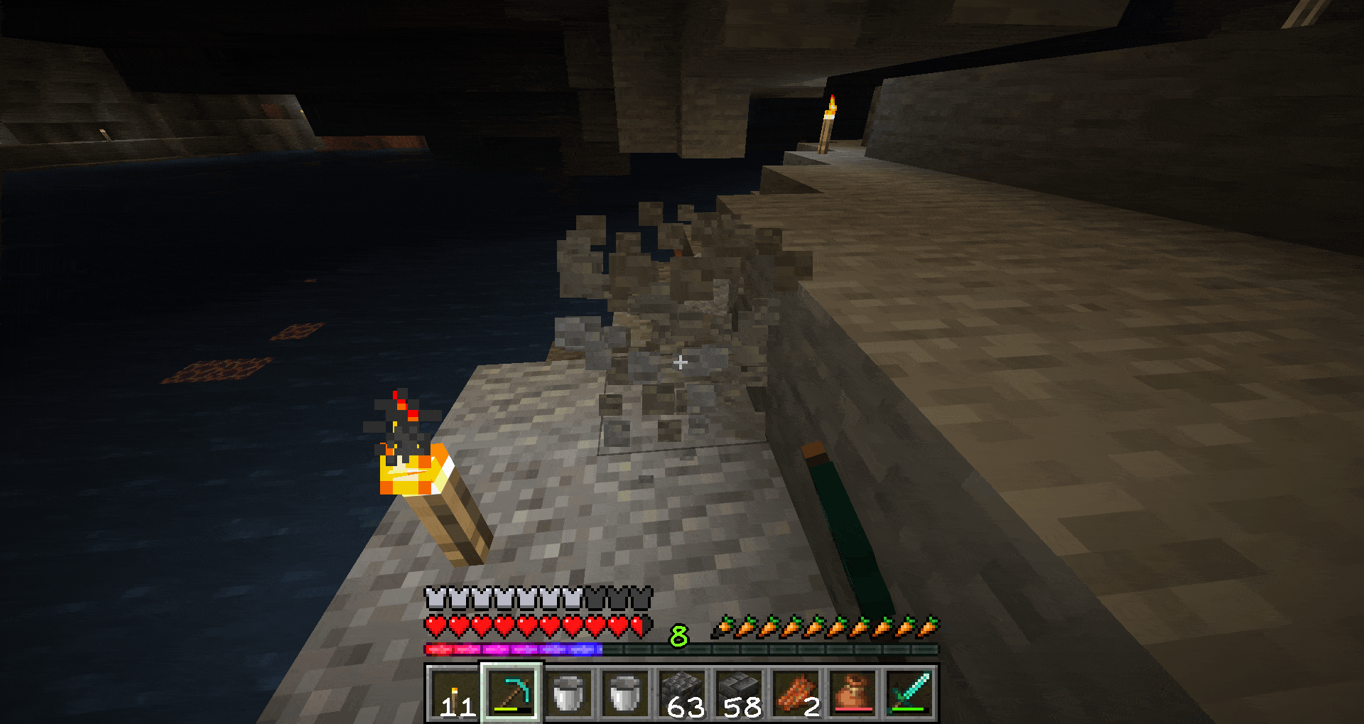 Digging up some andesite. I am a bun and I'm digging a hole, diggy diggy hole, diggy diggy hole.